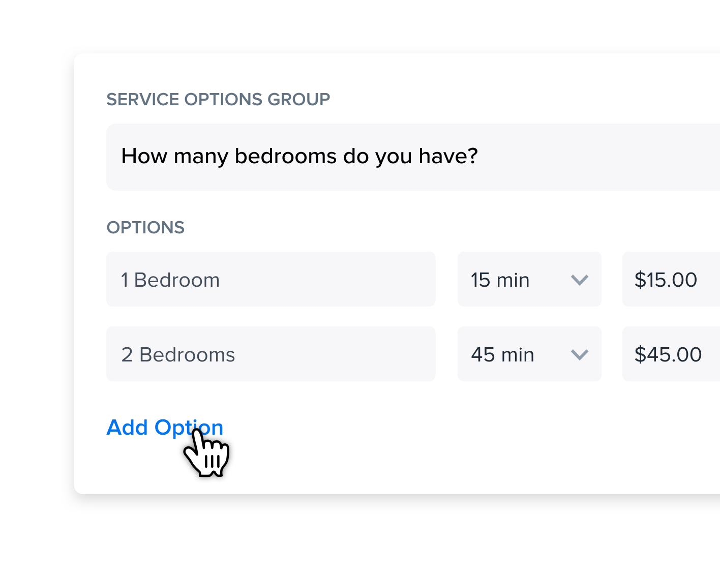 Service options editor