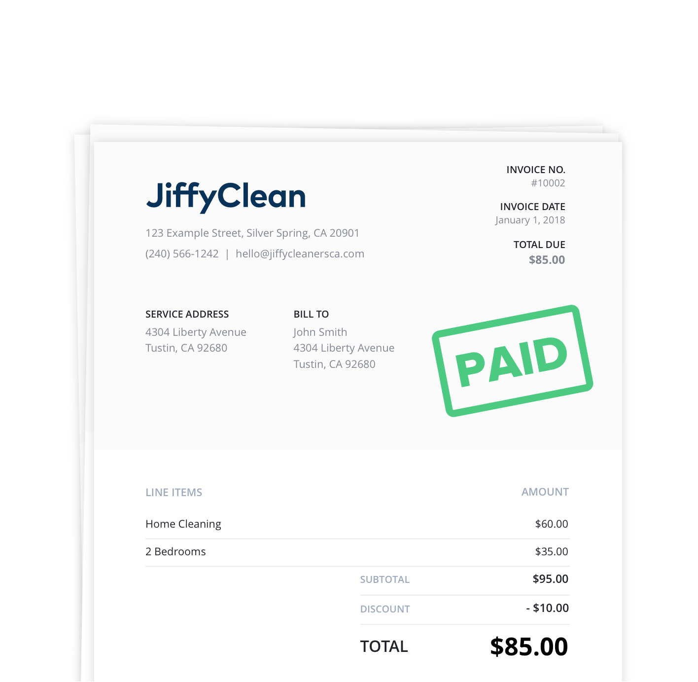 Branded invoice marked paid
