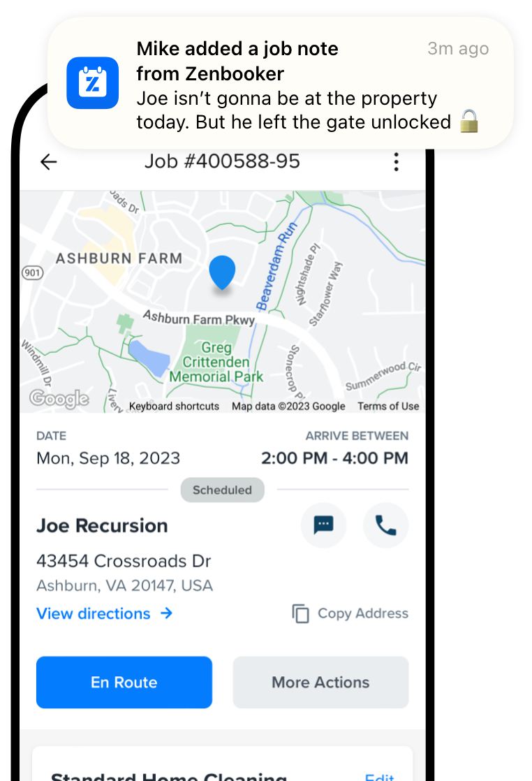Field app job view on a phone